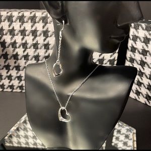 (NEW!!) Heart necklace with earrings (set) in sterling silver.